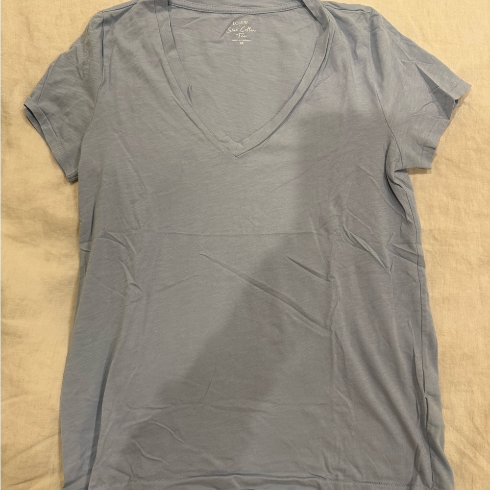 J. Crew Light Blue V-Neck Short Sleeve Tee